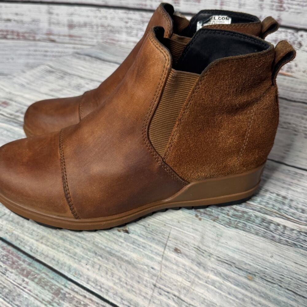 Sorel Evie II Chelsea Boots Waterproof Suede & Leather Camel Brown 7.5 - Picture 5 of 5